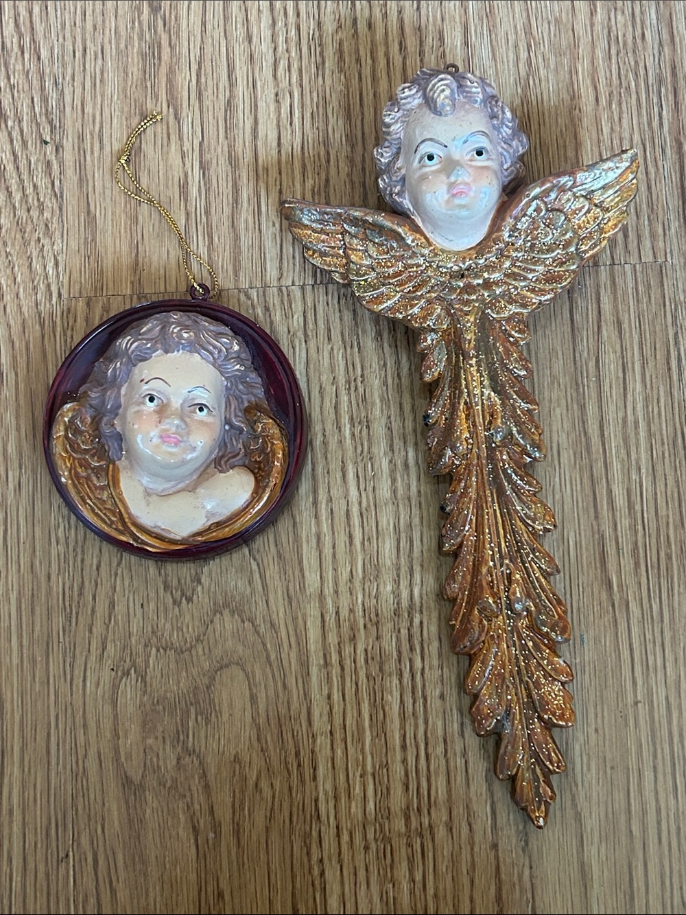 Gold and Ivory Angel Holiday Ornaments - Classic Cherub Design